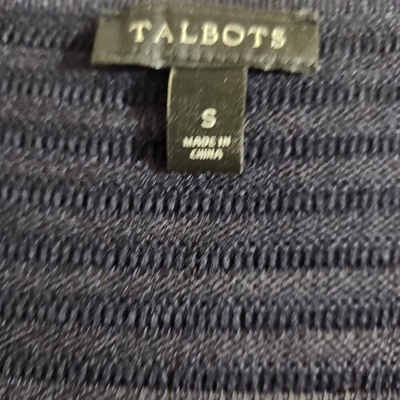 Talbots Women's Size S Blue Rib Knit Long Sleeve Semi Sheer Open Front Cardigan - Picture 14 of 15